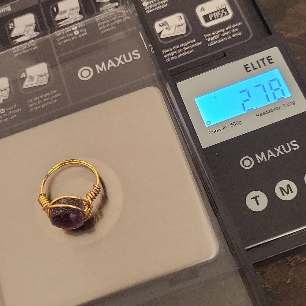 Raw Amethyst Gemstone Wire Wrap Ring